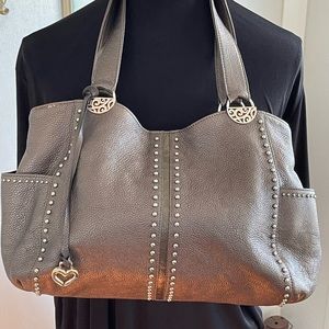 Brighton gray leather  studded bag NWOT